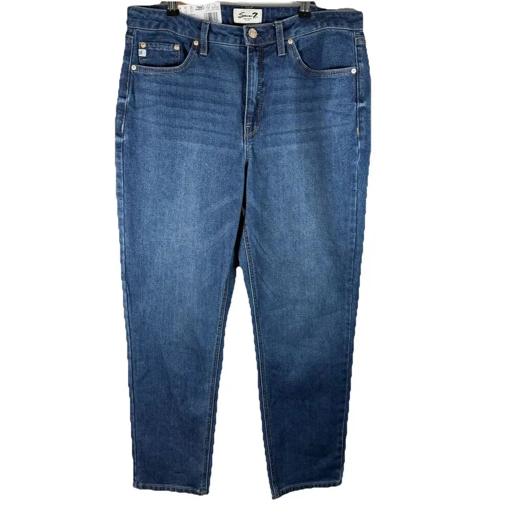 Seven7 Women's 90's Straight Jean Size 12 Dark Wash‎ Basic Minimalist NWT